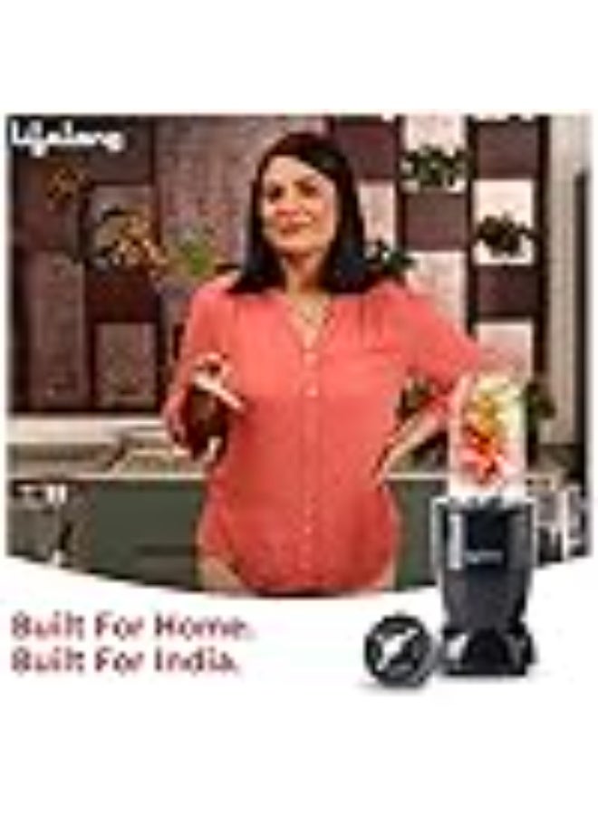 Lifelong Regalia PowerNutri Mixer/Grinder/Blender/Shaker, 2 Stainless Steel Blades,2 Unbreakable Jars, 450 W Powerful Copper Motor (Black, 1 Year warranty, LLNBB001) - Image 2